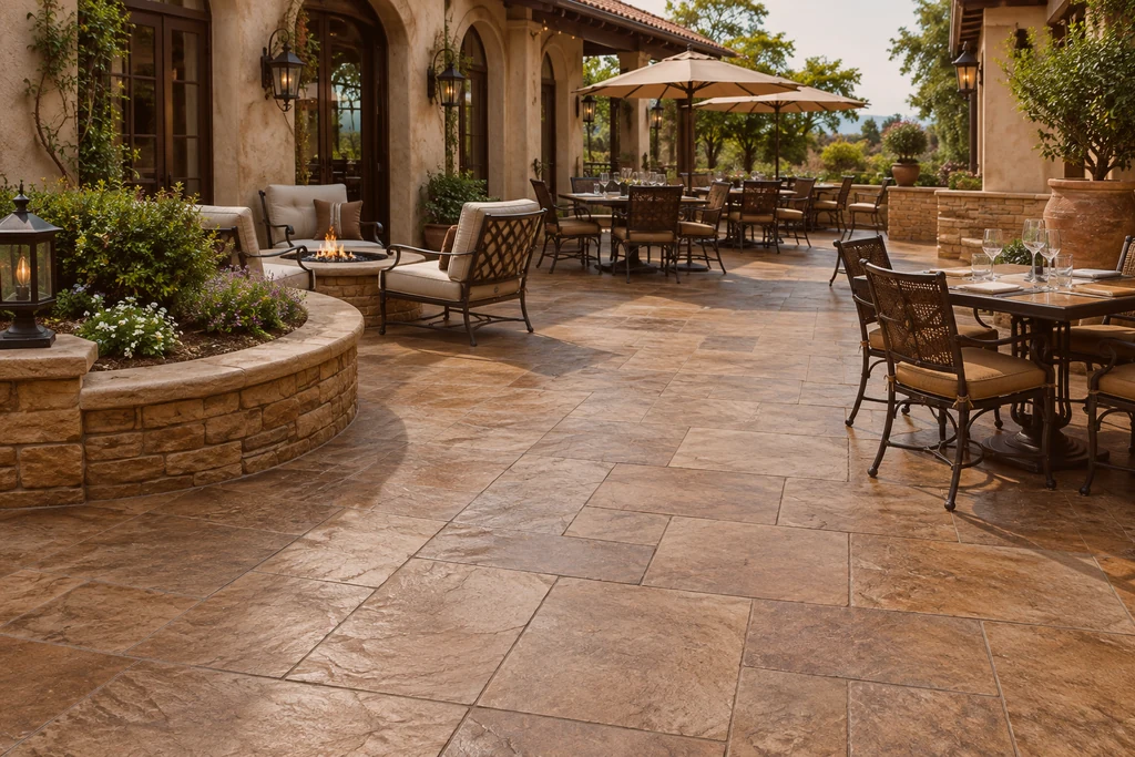 Acid-stained concrete patio