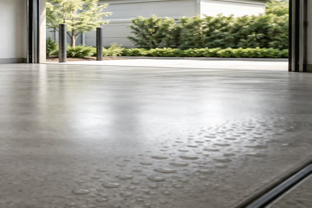 Completed crack and spall repair on a concrete floor
