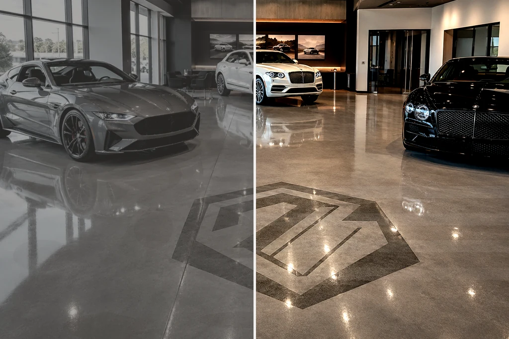 Level 4 polished concrete floor, Orange