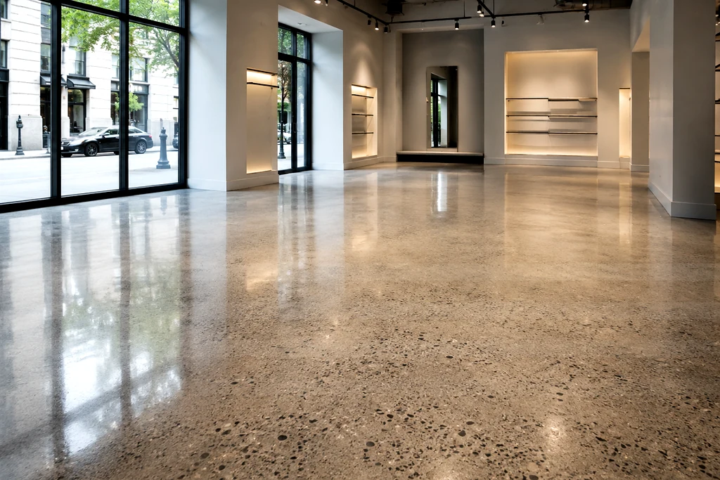 Level 4 polished concrete floor, retail showroom