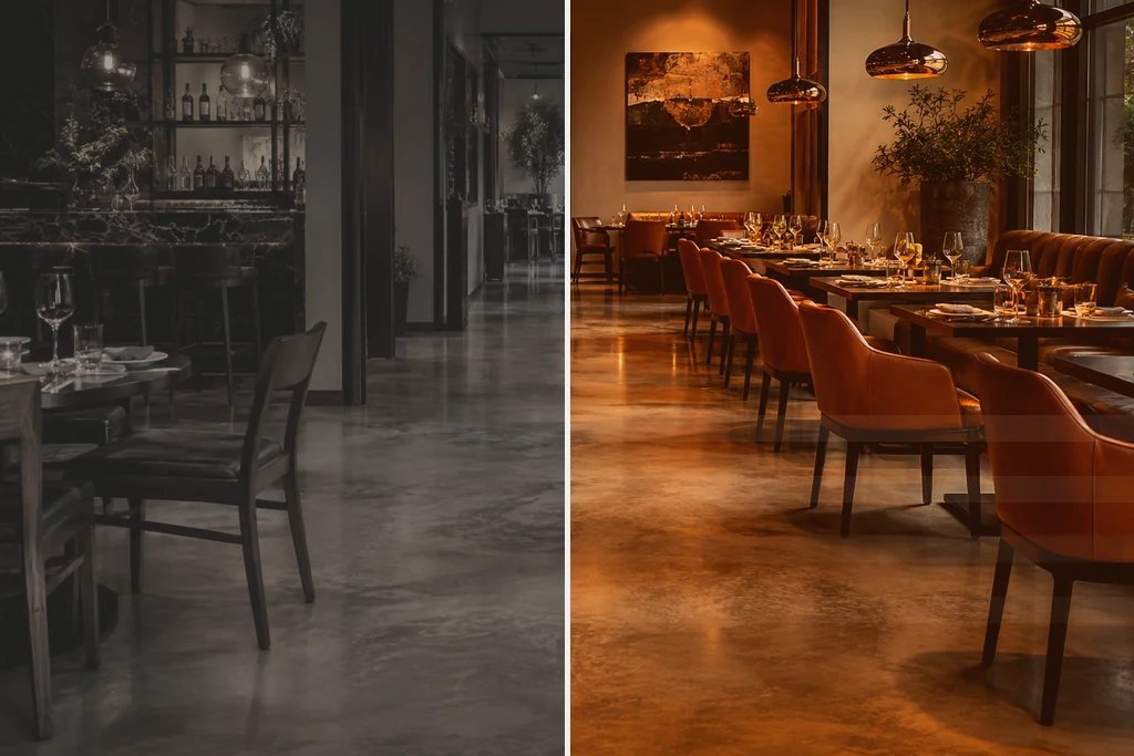 Stained concrete floor, Huntington Beach